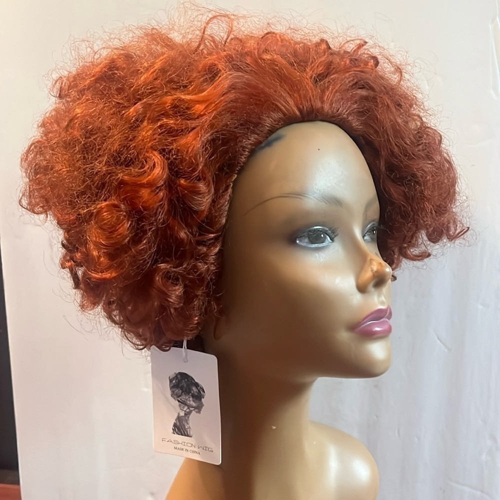 Fashion Wig Soft Curly Red Short Hair Synthetic Short Curly Wig